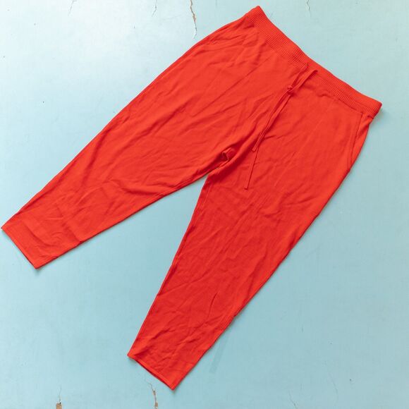 NWT St John Apple Red Wool Blend High Waisted Knit Jogger Pants Size XLarge - Picture 1 of 11